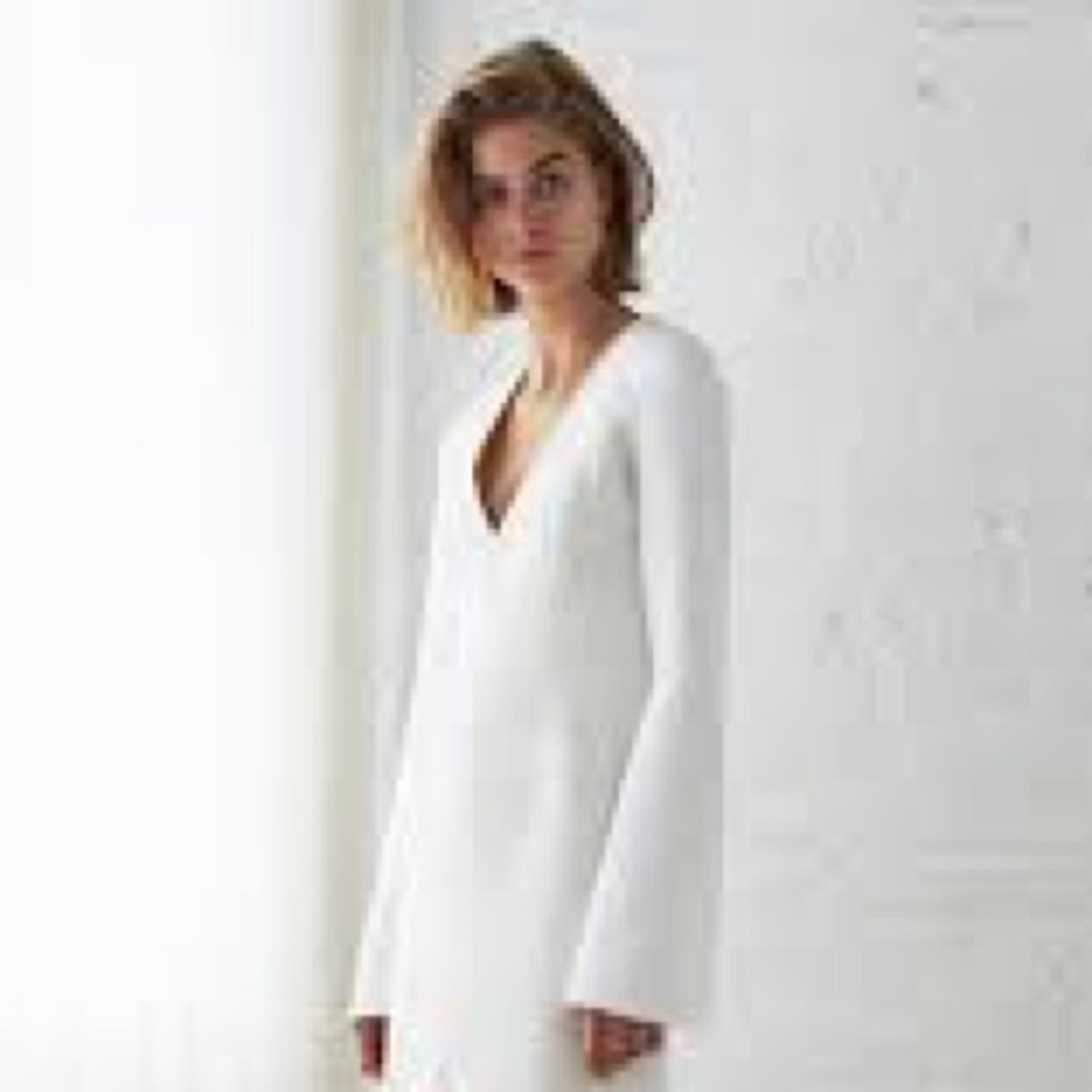 Ellery White Crepe Resort Midi Wide Bell Sleeve Dress NWT M/L $1495 Retail - Picture 5 of 15